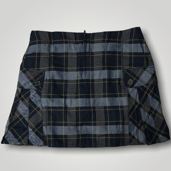 Land's End Plaid Navy Side Pleat Skirt  Skort Junior Misses Size 13 - Picture 3 of 13
